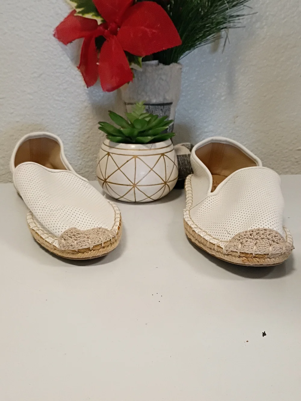 Time and Tru Women's Cream Perforated Espadrille Slip-Ons